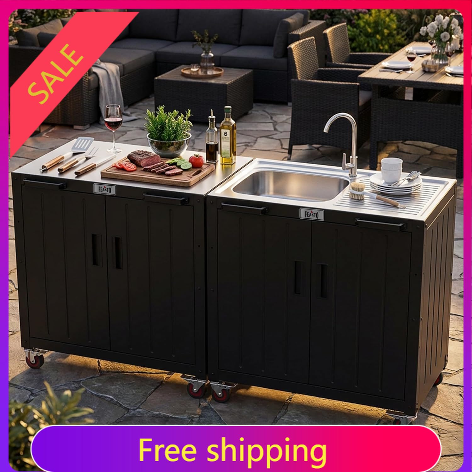 Kitchen Baking Mixer - Outdoor Kitchen Island with Stainless Steel