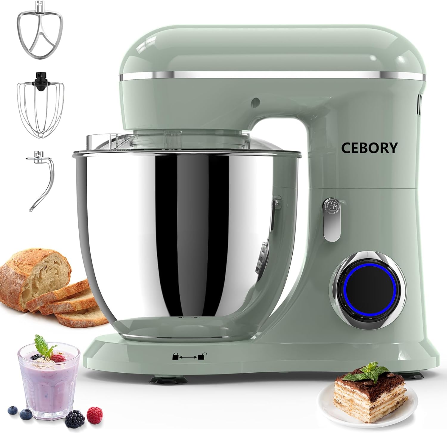 Kitchen Baking Mixer - 3-IN-1 Electric Stand Mixer, 6.5QT Bowl