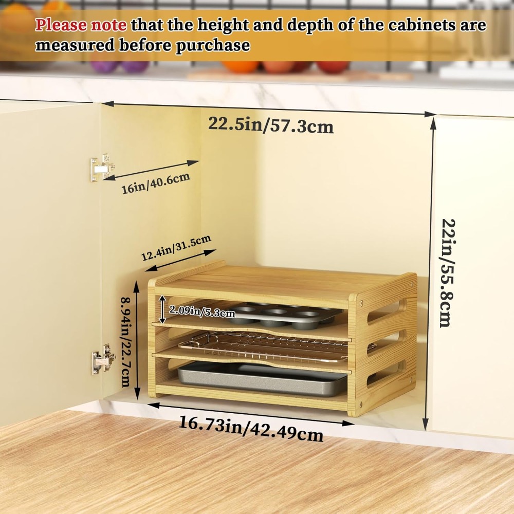Wooden Cabinet Tray Dividers,  - Kitchen Baking Sheet Organizer 리뷰 및 가격