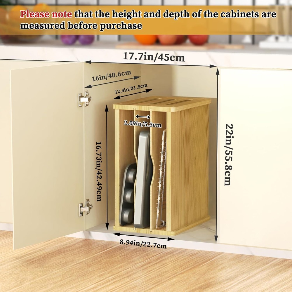 Wooden Cabinet Tray Dividers,  - Kitchen Baking Sheet Organizer 리뷰 및 가격