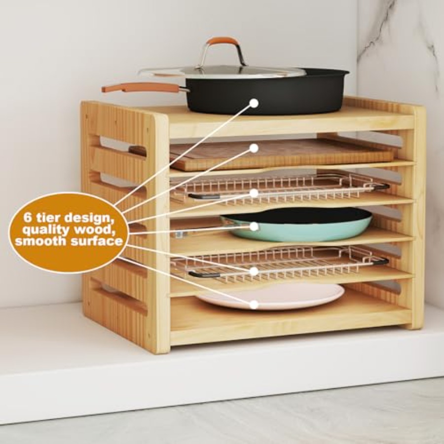 Wood Cabinet Tray Dividers 6 T - Kitchen Cabinet Baking Organizer 리뷰 및 가격