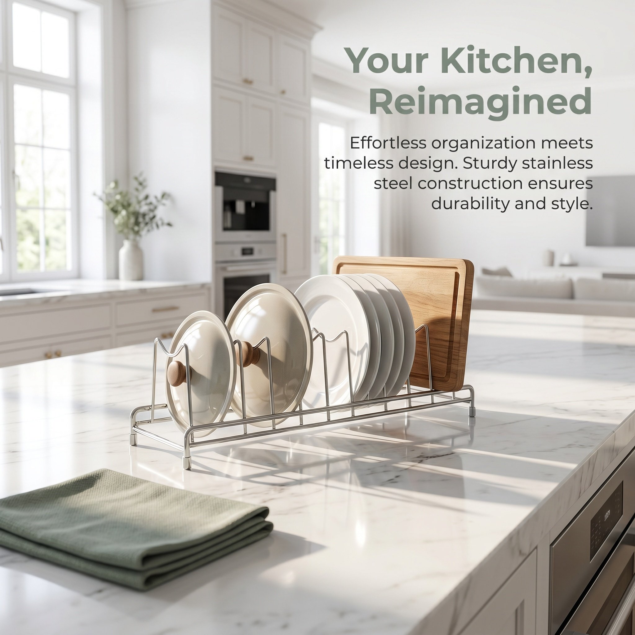 Stainless Pot Lid Organizer 9  - Kitchen Baking Sheet Organizer 리뷰 및 가격