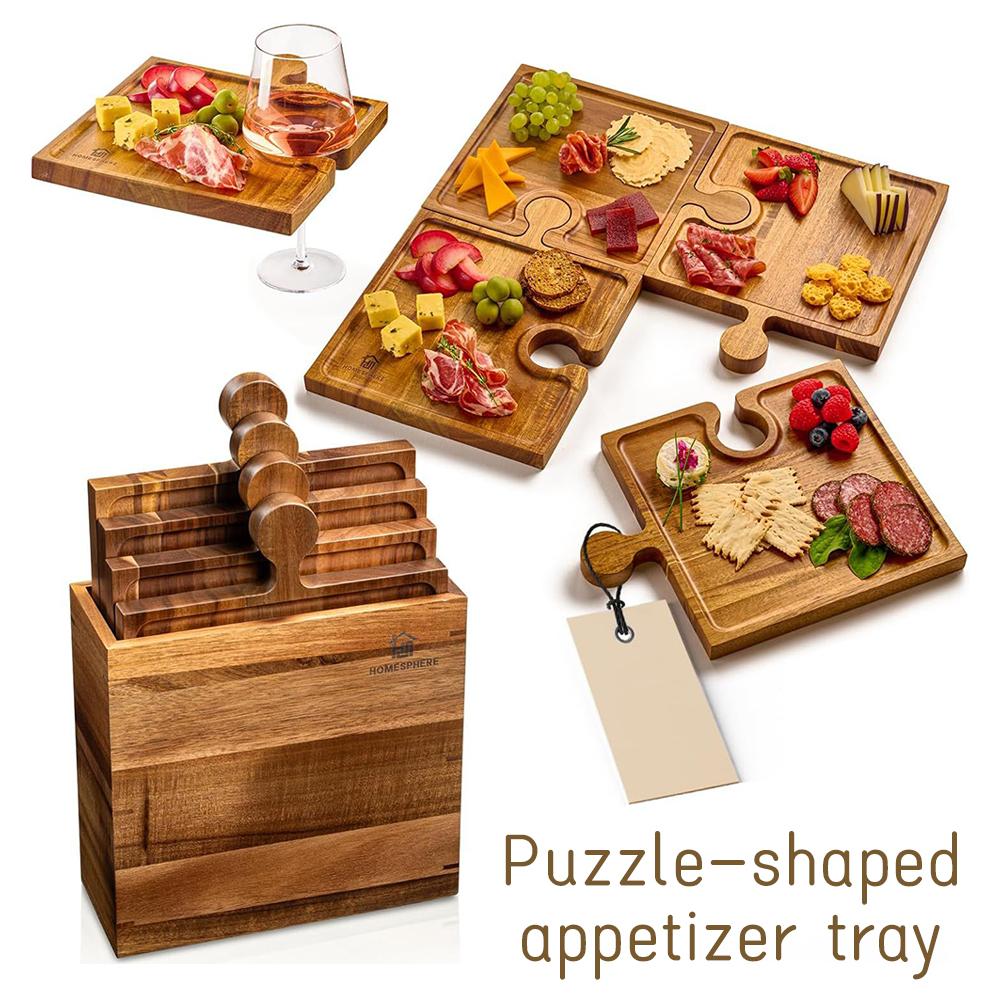 Wooden Puzzle Shaped Appetizer - Kitchen Baking Tray Set 리뷰 및 가격