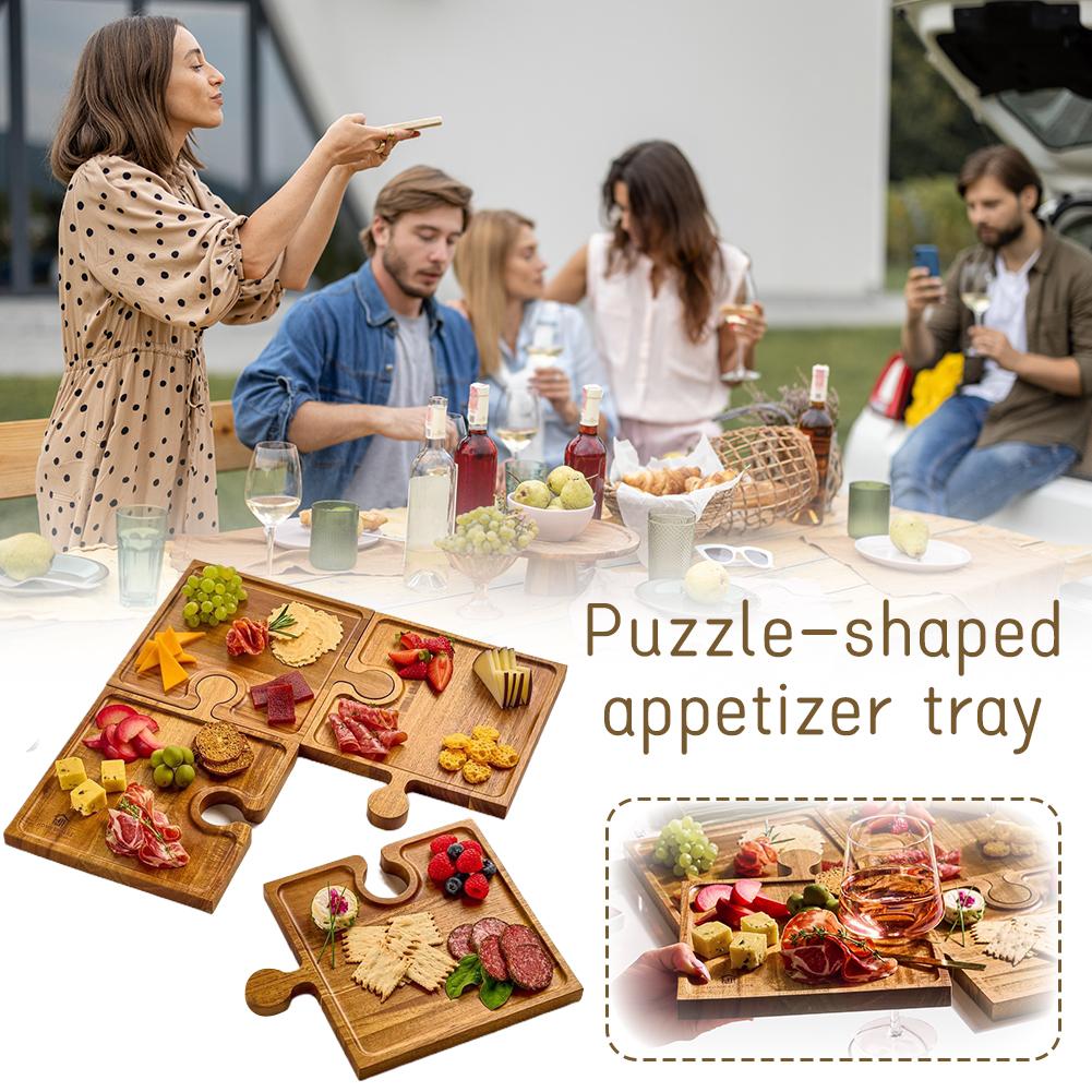 Wooden Puzzle Shaped Appetizer - Kitchen Baking Tray Set 리뷰 및 가격