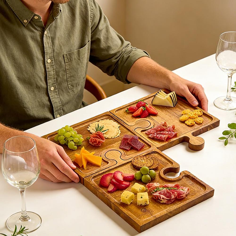 Wooden Puzzle Shaped Appetizer - Kitchen Baking Tray Set 리뷰 및 가격