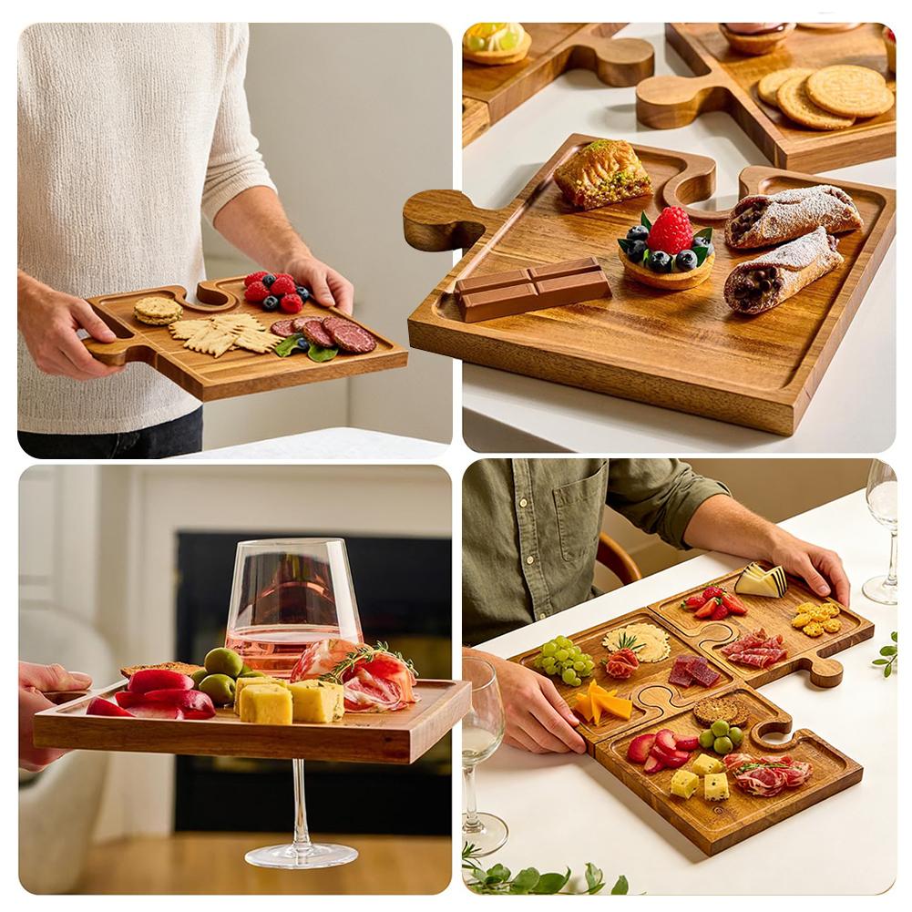 Wooden Puzzle Shaped Appetizer - Kitchen Baking Tray Set 리뷰 및 가격