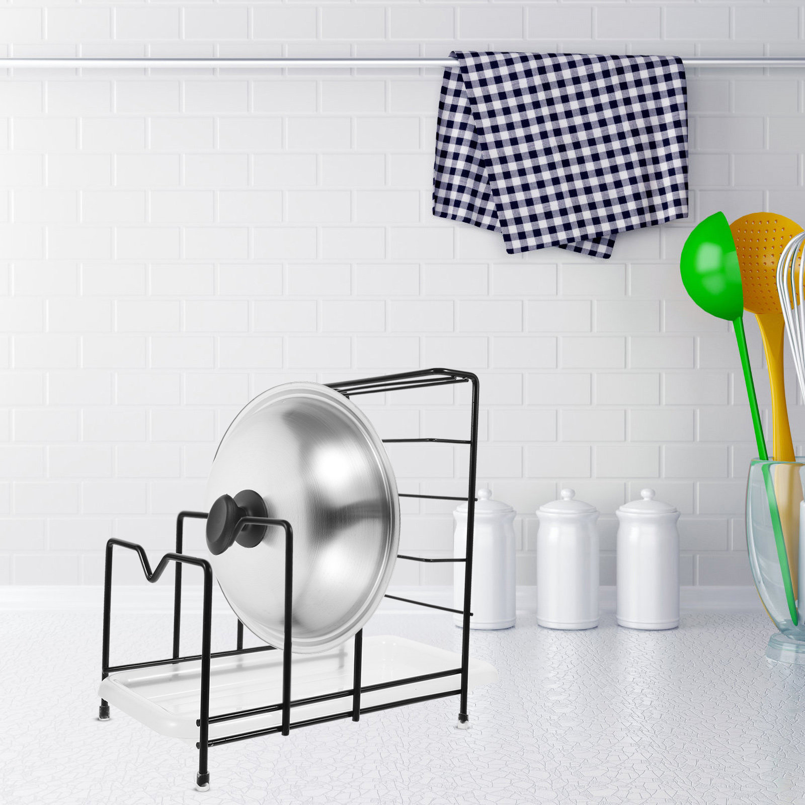 Pot Lid Rack Cutting Board Org - Kitchen Baking Sheet Organizer 리뷰 및 가격