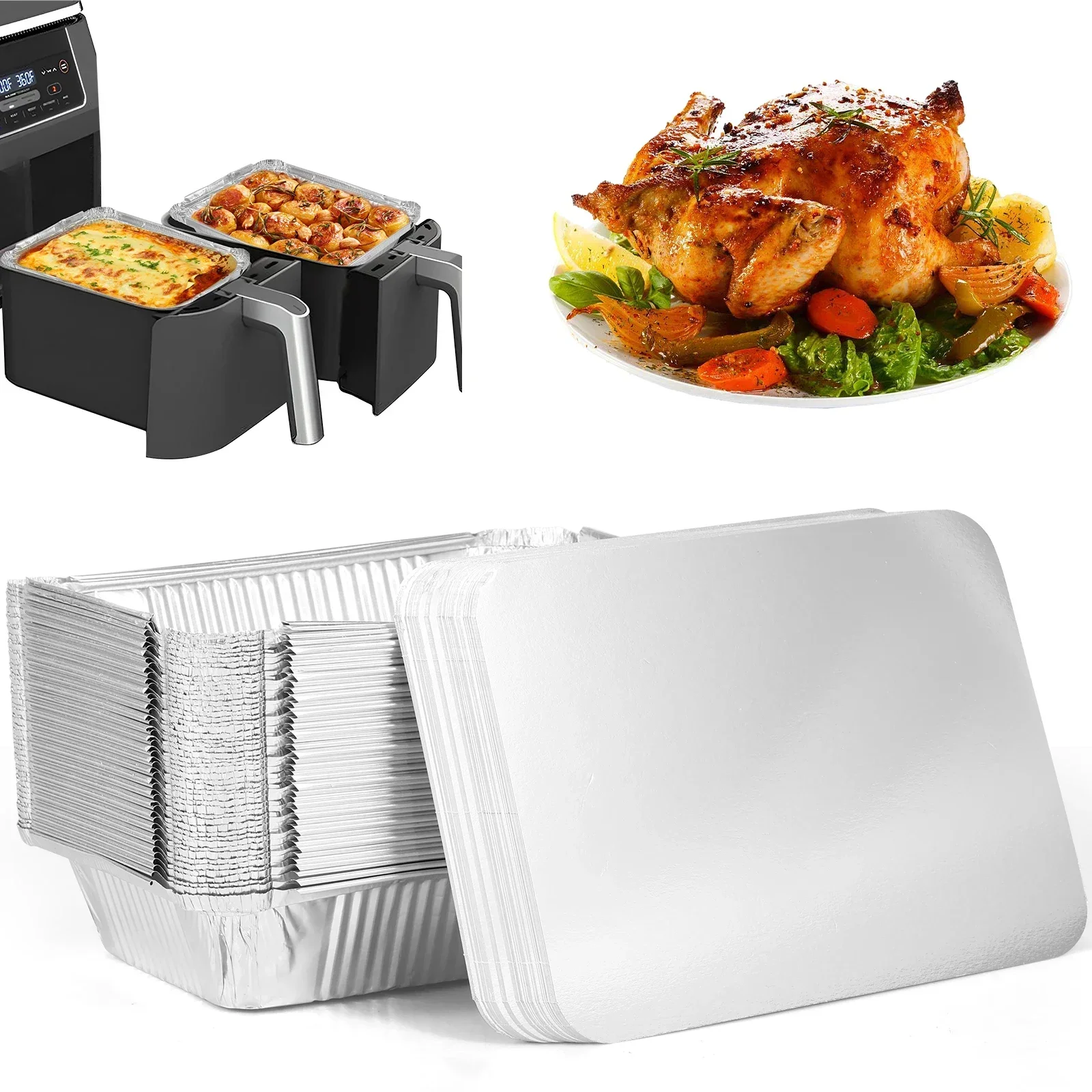 50/100pcs Aluminum Foil Trays  - Kitchen Baking Tray Set 리뷰 및 가격