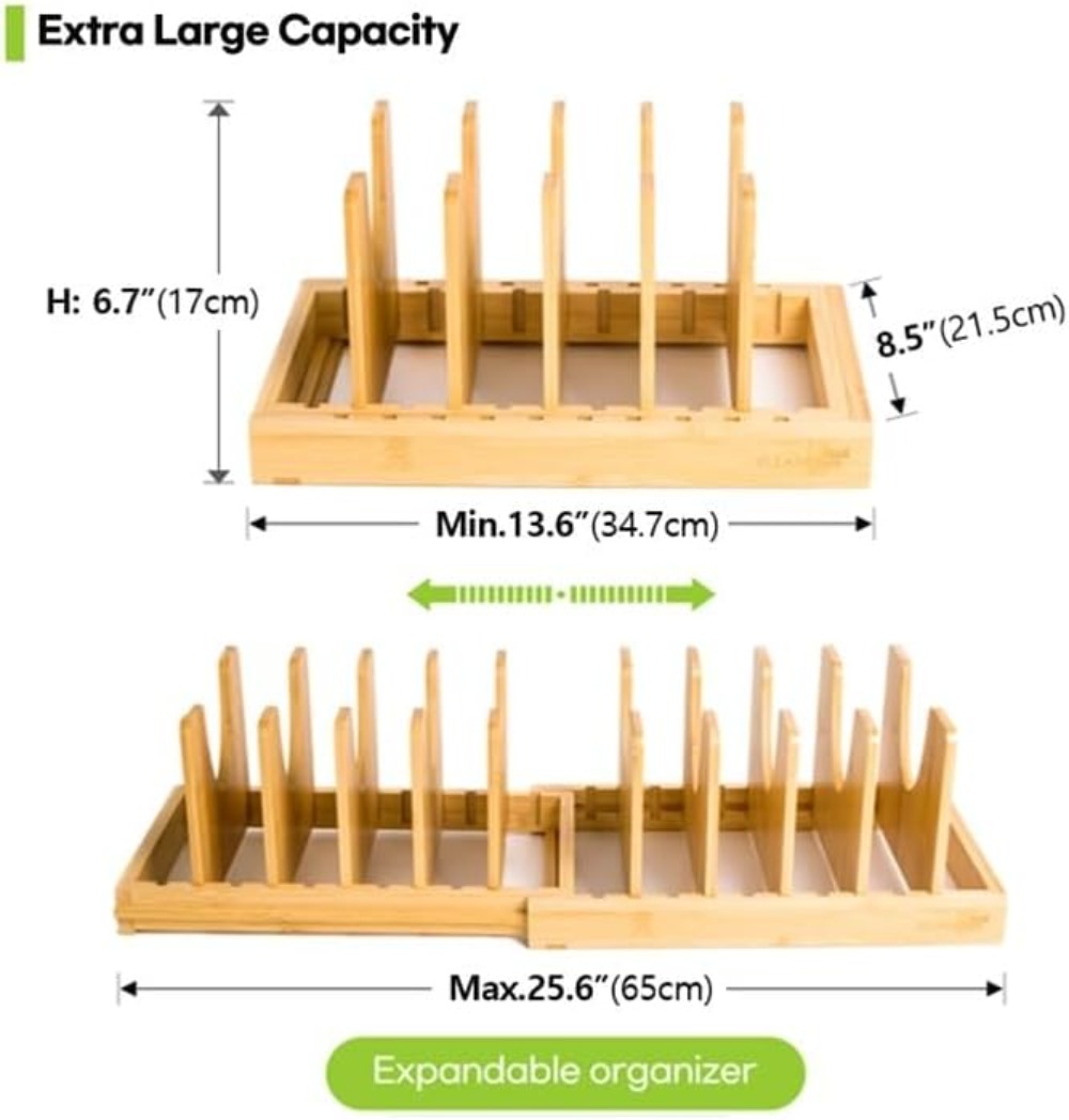 Expandable Bamboo Pots and Pan - Kitchen Baking Sheet Organizer 리뷰 및 가격