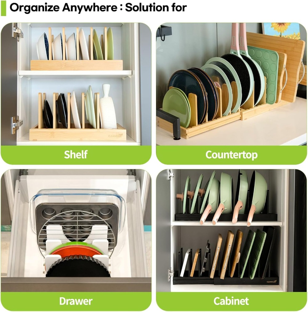 Expandable Bamboo Pots and Pan - Kitchen Baking Sheet Organizer 리뷰 및 가격