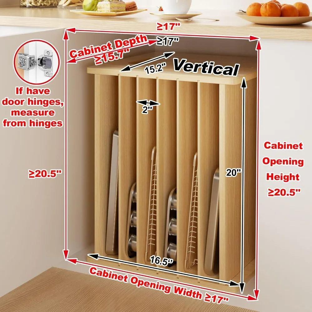 Wooden 7-Tier Cabinet Dividers - Kitchen Cabinet Baking Organizer 리뷰 및 가격