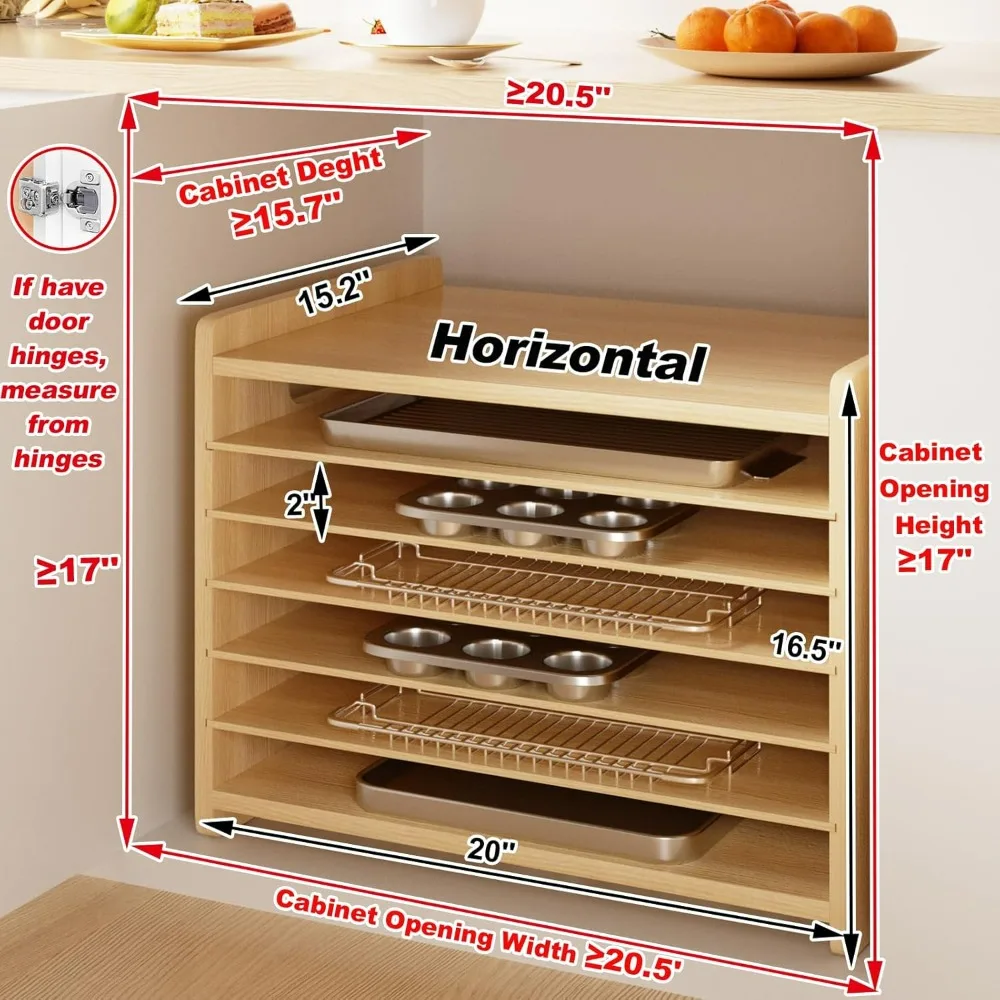 Wooden 7-Tier Cabinet Dividers - Kitchen Cabinet Baking Organizer 리뷰 및 가격