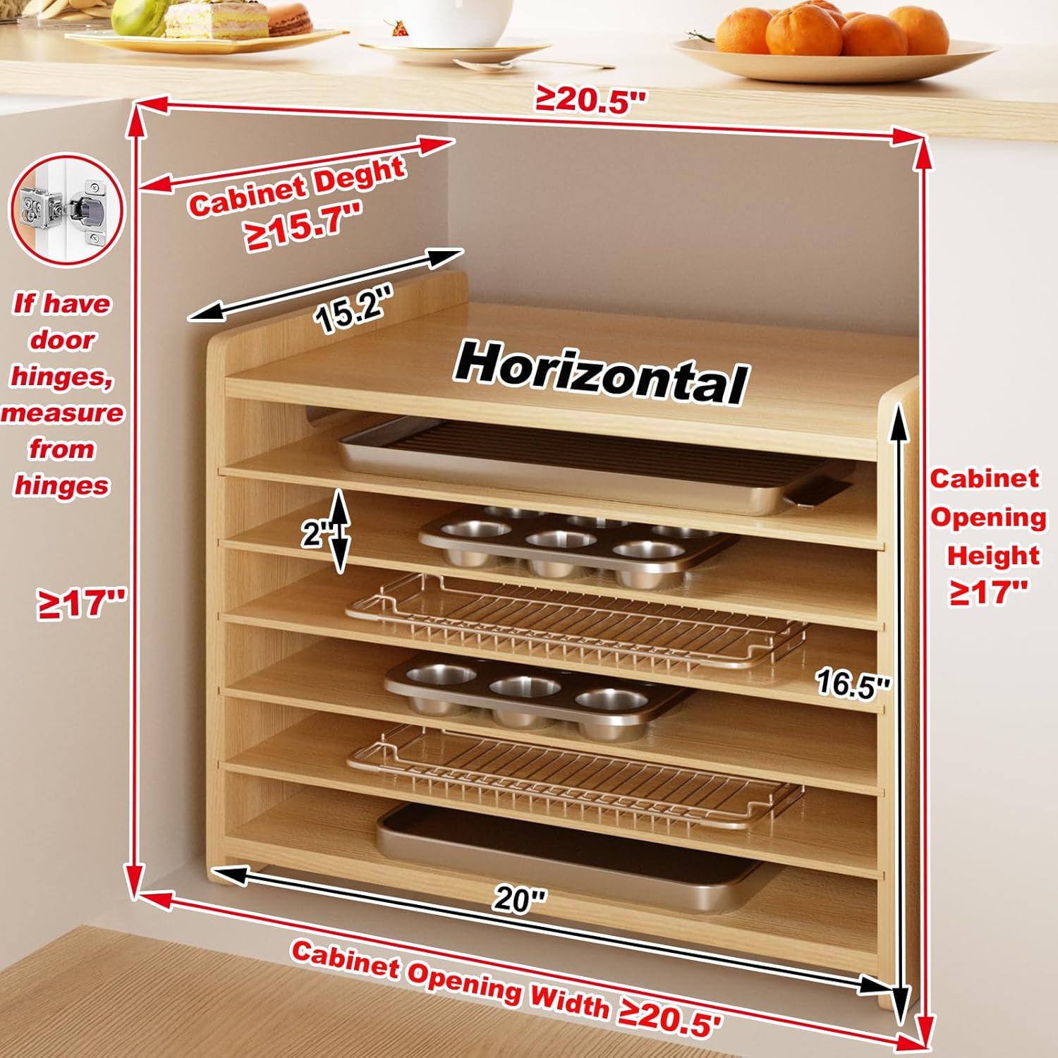 7 Tier Wooden Tray Dividers Ca - Kitchen Baking Sheet Organizer 리뷰 및 가격