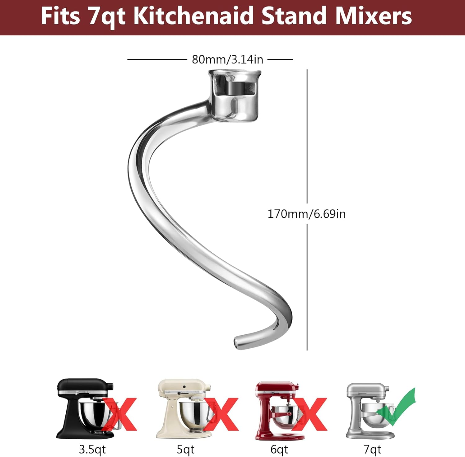 Stainless Steel Dough Hook Att - Kitchen Aid Baking Bread 리뷰 및 가격