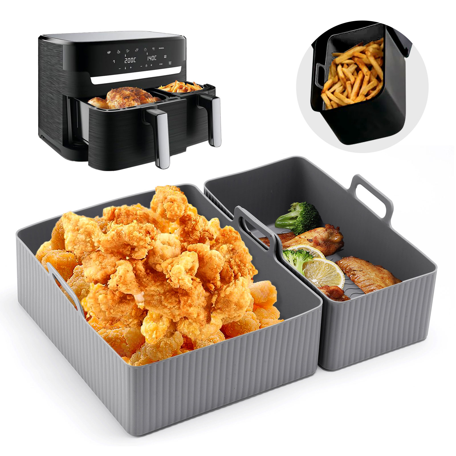 2pcs Set Silicone Air Fryer Ma - Kitchen Baking Tray Set 리뷰 및 가격