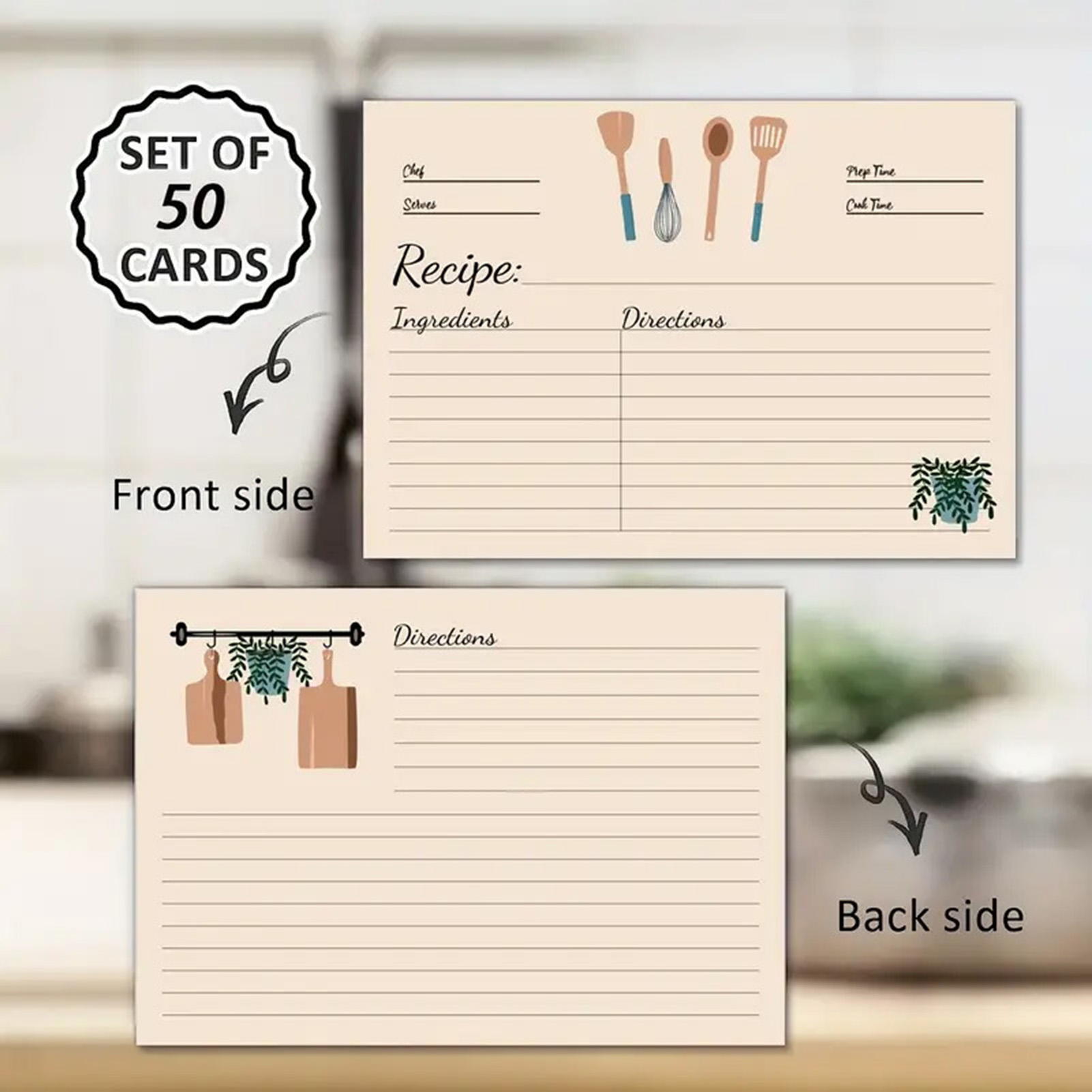 50 Sheets Recipe Cards for Bin - Kitchen Baking Sheet Organizer 리뷰 및 가격