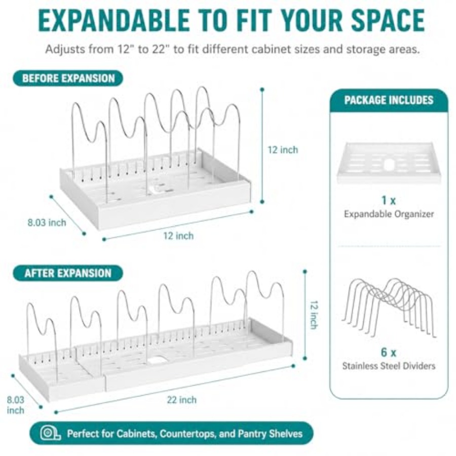 Pot Rack:Expandable Pan Organi - Kitchen Cabinet Baking Organizer 리뷰 및 가격